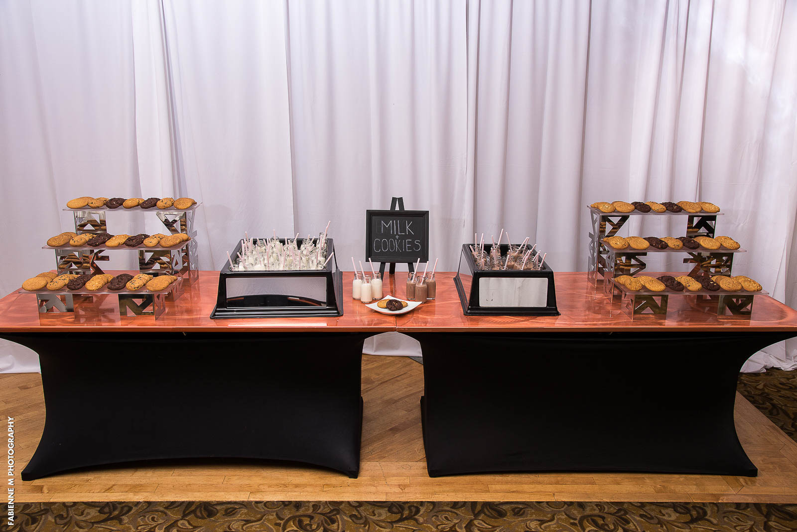 Milk and Cookies Station for Crystal Ballroom Weddings, Mitzvahs, and