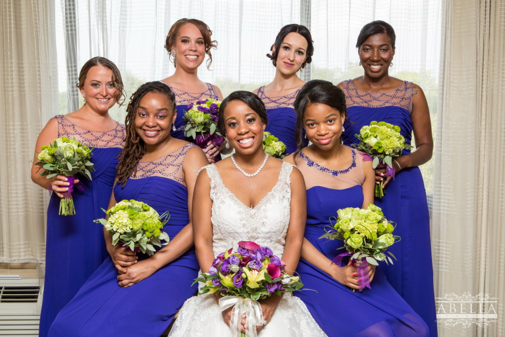 Bride and her bridesmaids in the Crystal Ballroom bridal suite