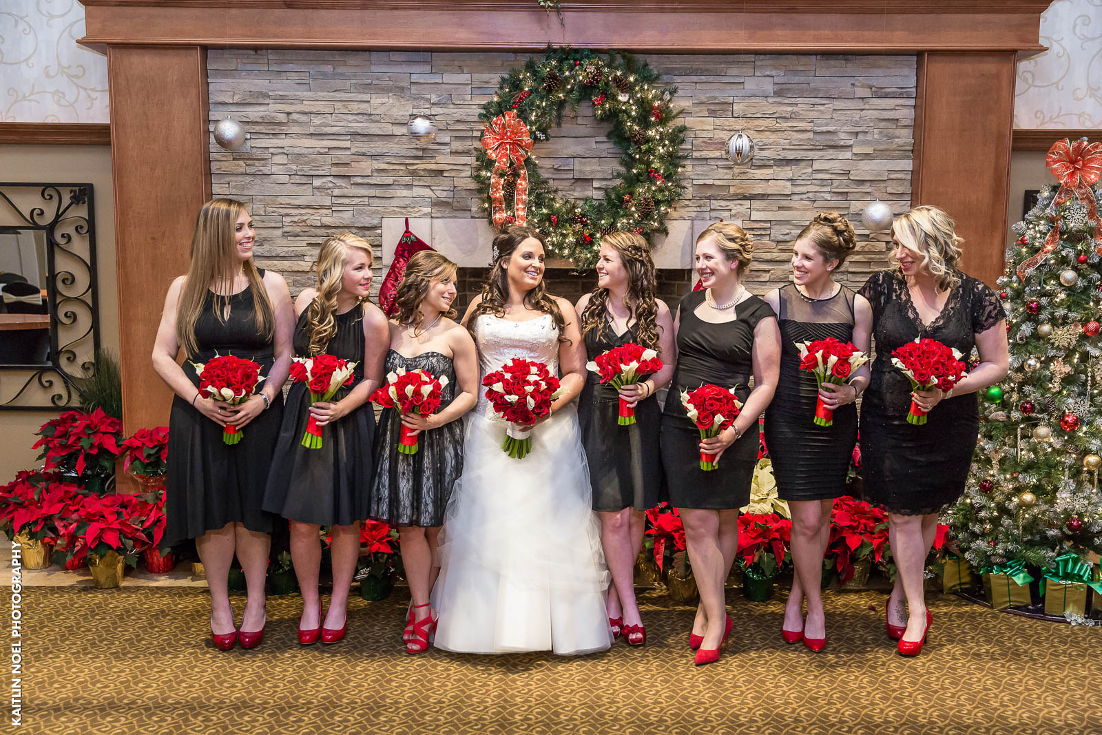 red bridal party dresses