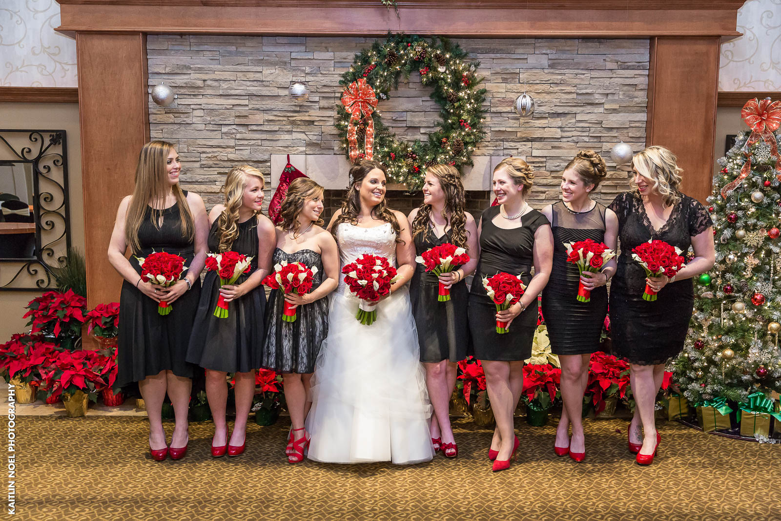 green and black bridesmaid dresses