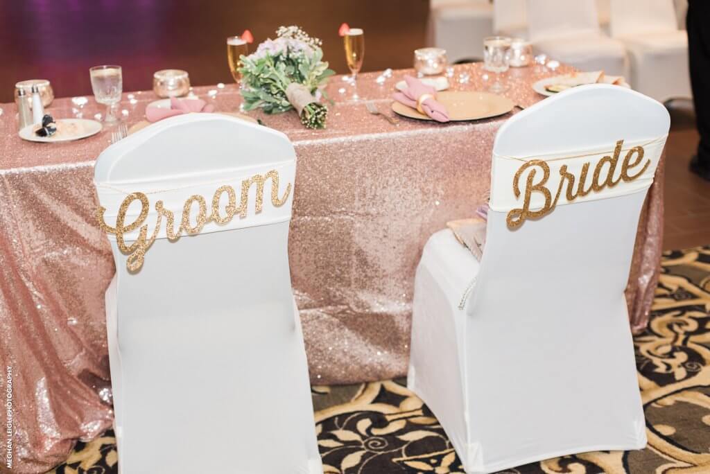 bride and groom signs