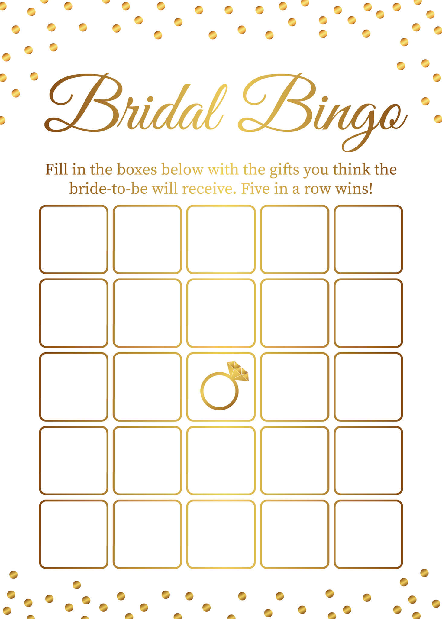 Bridal Bingo Card Template Bridal Shower Bingo Games Funny